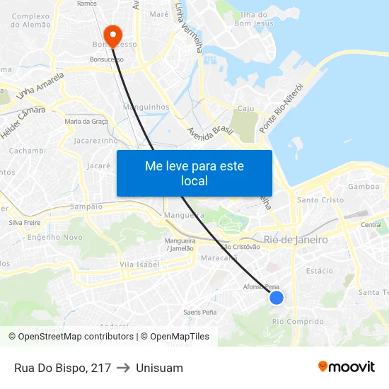 Rua Do Bispo, 217 to Unisuam map