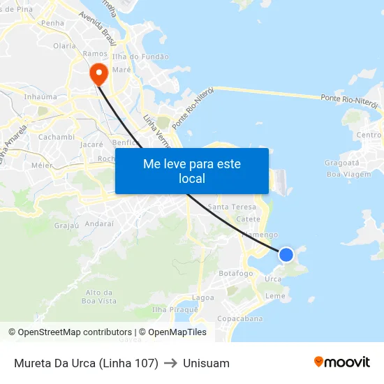 Mureta Da Urca (Linha 107) to Unisuam map