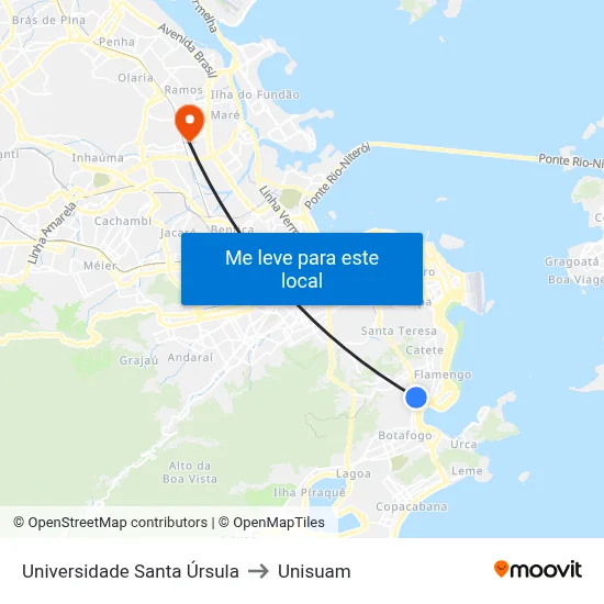 Universidade Santa Úrsula to Unisuam map