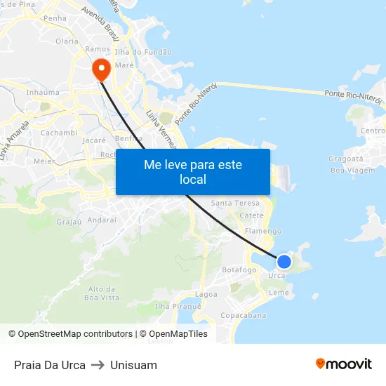 Praia Da Urca to Unisuam map
