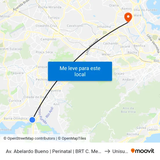 Av. Abelardo Bueno | Perinatal | BRT C. Metropolitano to Unisuam map
