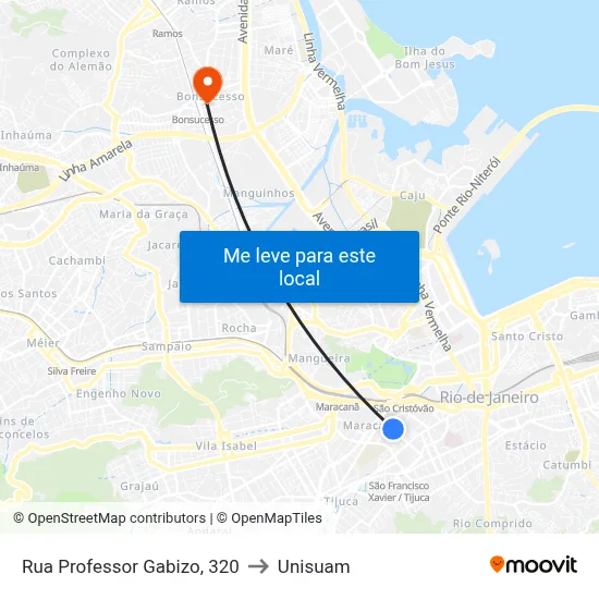 Rua Professor Gabizo, 320 to Unisuam map