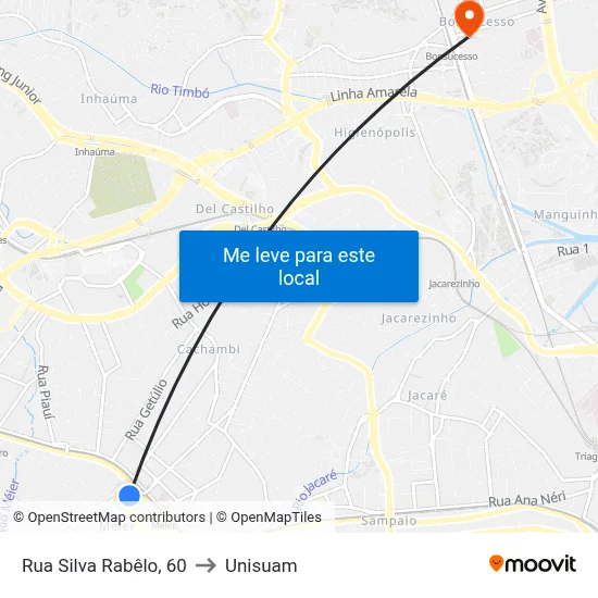 Rua Silva Rabêlo, 60 to Unisuam map