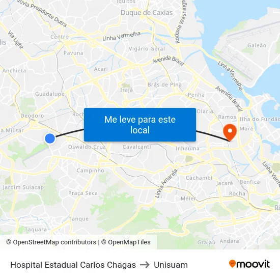Hospital Estadual Carlos Chagas to Unisuam map