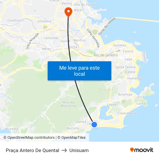 Praça Antero De Quental to Unisuam map