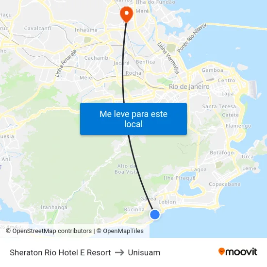 Sheraton Rio Hotel E Resort to Unisuam map
