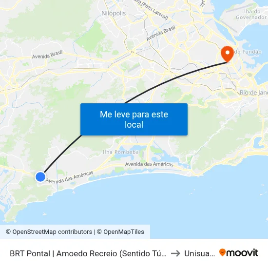 BRT Pontal | Amoedo Recreio (Sentido Túnel) to Unisuam map