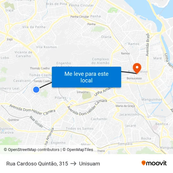 Rua Cardoso Quintão, 315 to Unisuam map