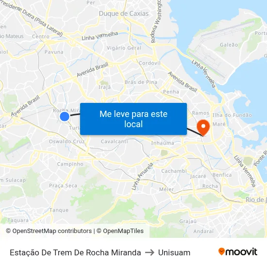 Estação De Trem De Rocha Miranda to Unisuam map