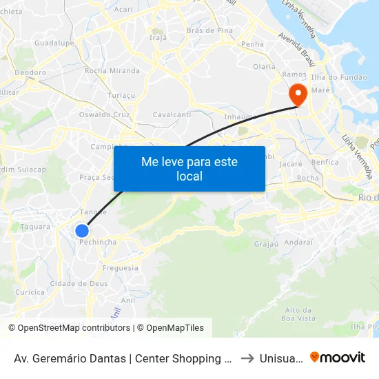 Av. Geremário Dantas | Center Shopping Rio to Unisuam map