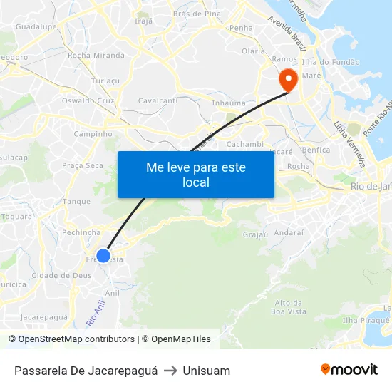 Passarela De Jacarepaguá to Unisuam map