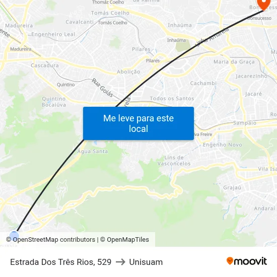 Estrada Dos Três Rios, 529 to Unisuam map