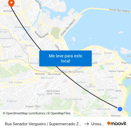 Rua Senador Vergueiro | Supermercado Zona Sul to Unisuam map