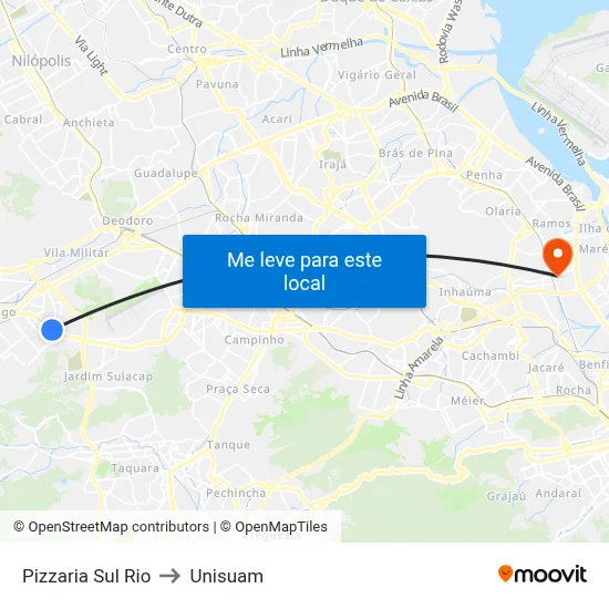 Pizzaria Sul Rio to Unisuam map