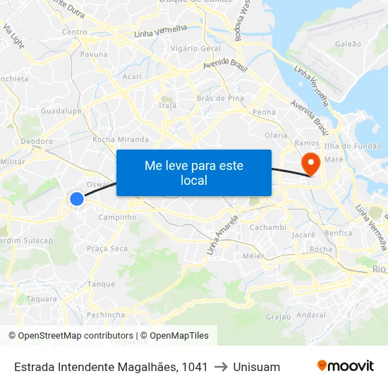 Estrada Intendente Magalhães, 1041 to Unisuam map