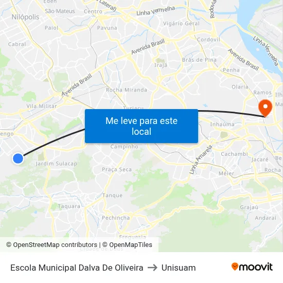 Escola Municipal Dalva De Oliveira to Unisuam map