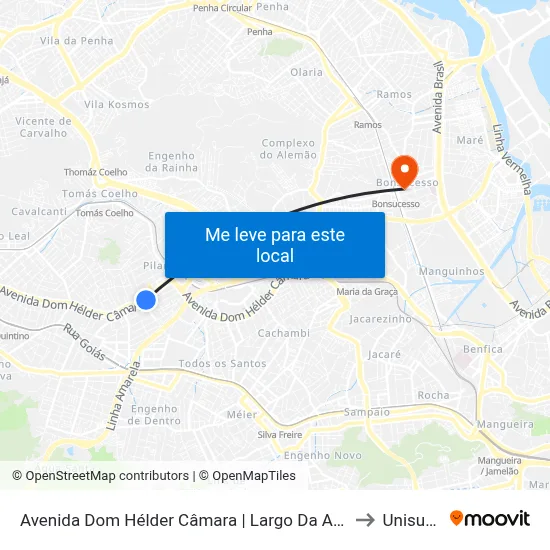 Avenida Dom Hélder Câmara | Largo Da Abolição to Unisuam map