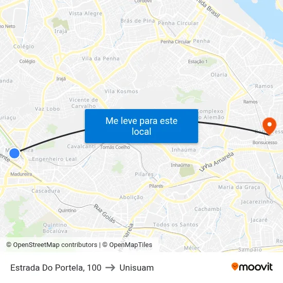 Estrada Do Portela, 100 to Unisuam map