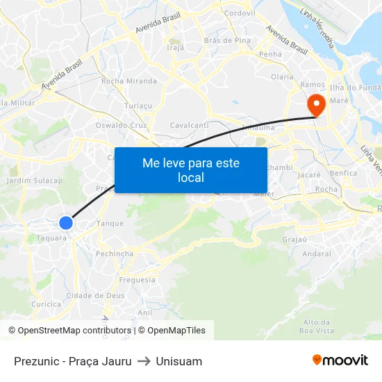Prezunic - Praça Jauru to Unisuam map