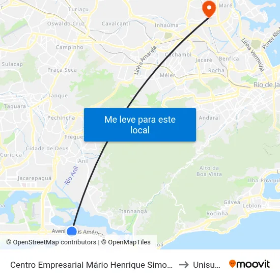 Centro Empresarial Mário Henrique Simonsen to Unisuam map