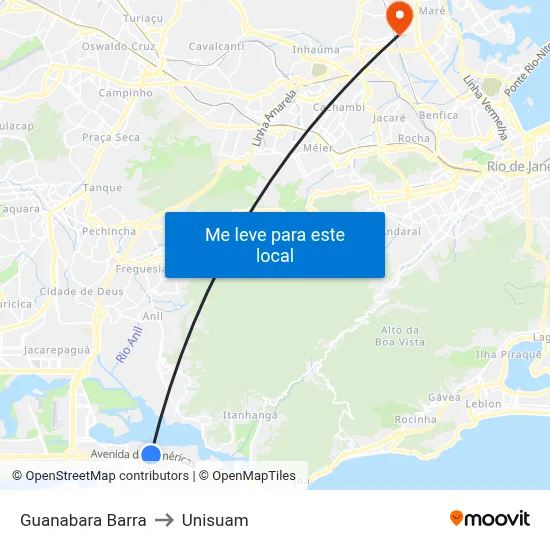 Guanabara Barra to Unisuam map