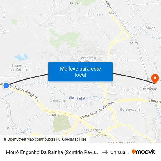 Metrô Engenho Da Rainha (Sentido Pavuna) to Unisuam map