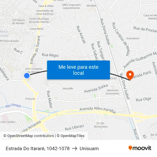 Estrada Do Itararé, 1042-1078 to Unisuam map
