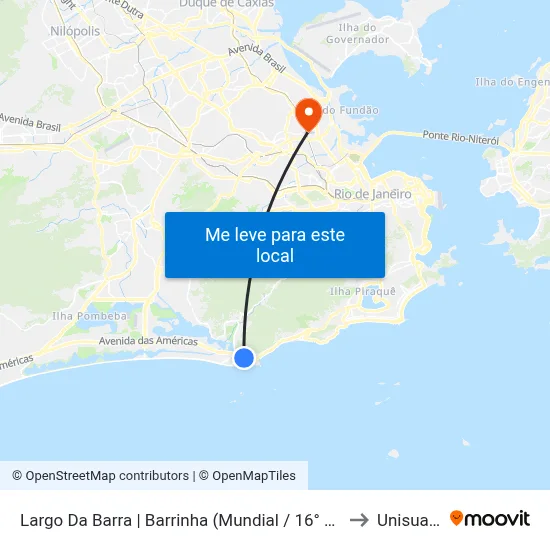 Largo Da Barra | Barrinha (Mundial / 16° Dp) to Unisuam map