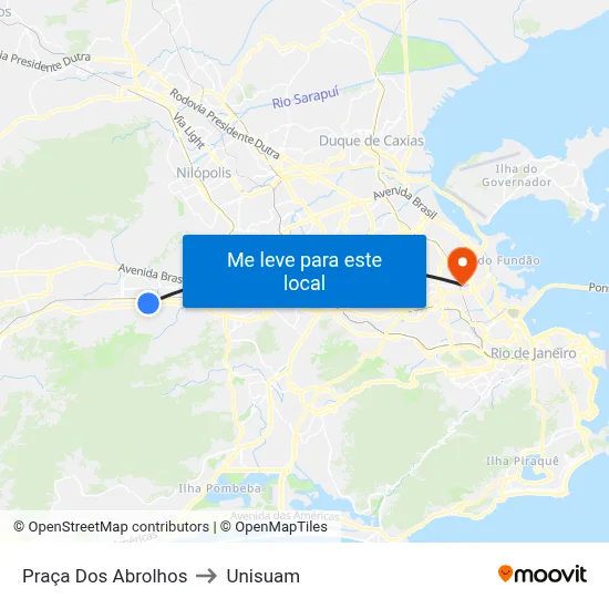 Praça Dos Abrolhos to Unisuam map