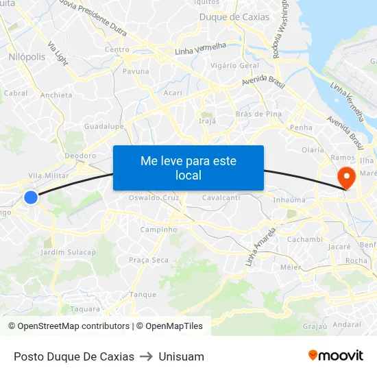 Posto Duque De Caxias to Unisuam map