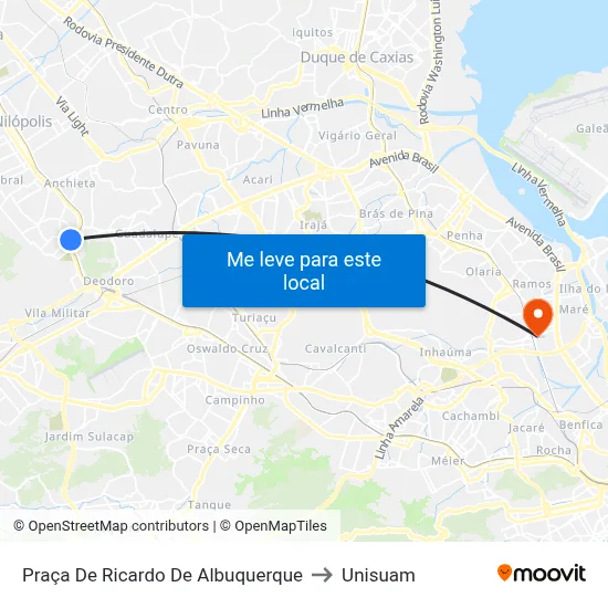 Praça De Ricardo De Albuquerque to Unisuam map