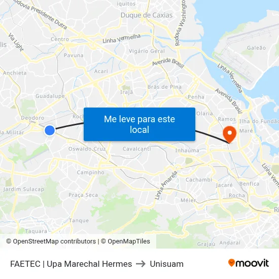 FAETEC | Upa Marechal Hermes to Unisuam map