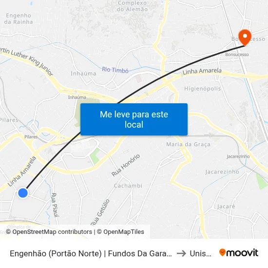 Engenhão (Portão Norte) | Fundos Da Garagem Transurb to Unisuam map