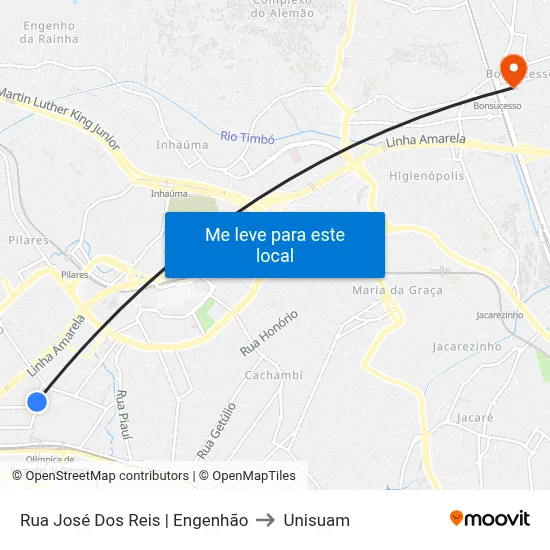 Rua José Dos Reis | Engenhão to Unisuam map