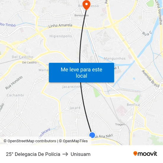 25° Delegacia De Polícia to Unisuam map
