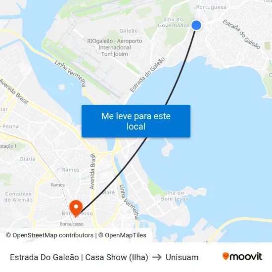 Estrada Do Galeão | Casa Show (Ilha) to Unisuam map