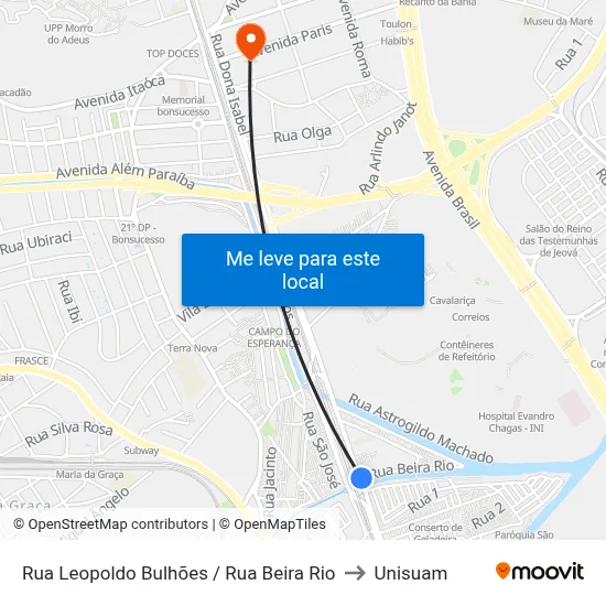 Rua Leopoldo Bulhões / Rua Beira Rio to Unisuam map