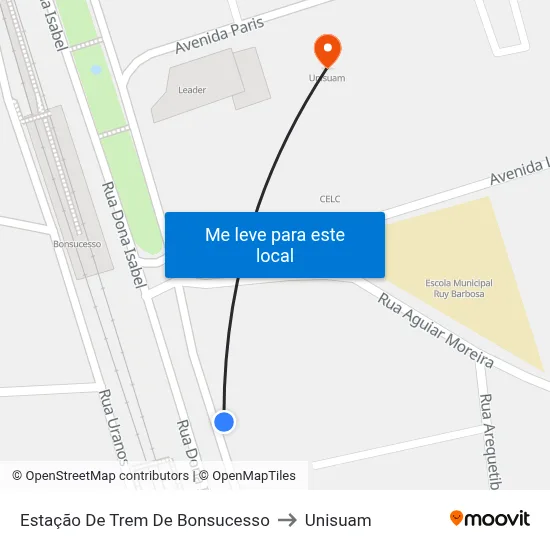 Estação De Trem De Bonsucesso to Unisuam map