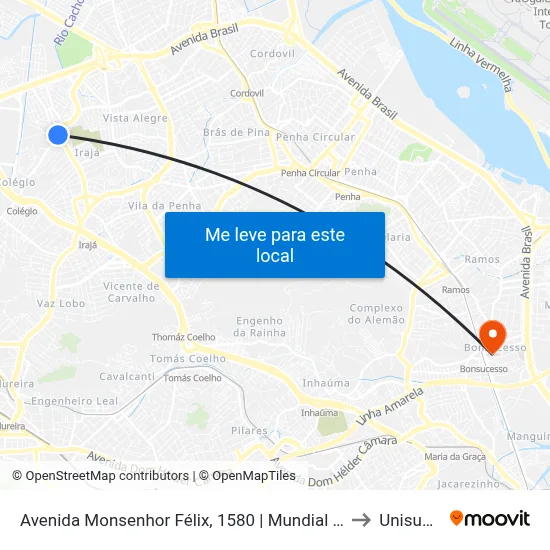 Avenida Monsenhor Félix, 1580 | Mundial Irajá to Unisuam map