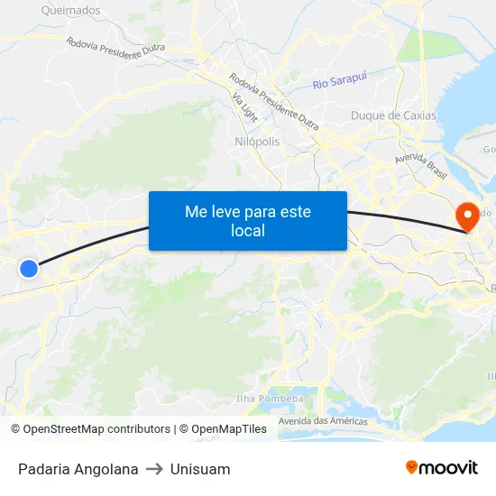 Padaria Angolana to Unisuam map