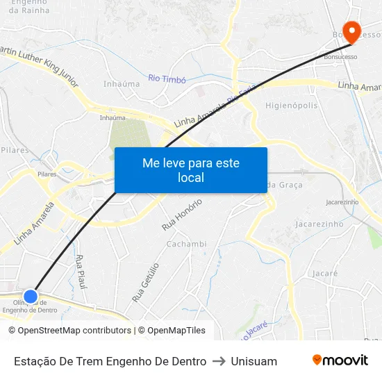 Estação De Trem Engenho De Dentro to Unisuam map