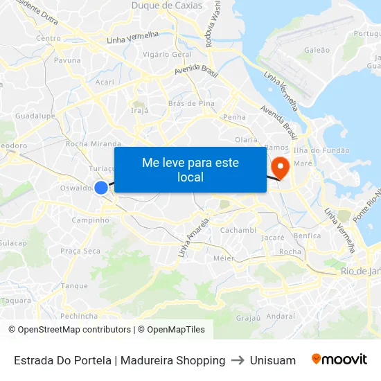 Estrada Do Portela | Madureira Shopping to Unisuam map