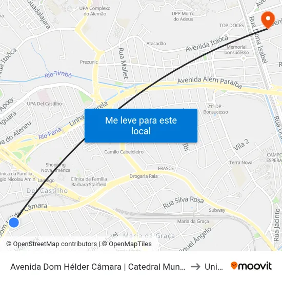 Avenida Dom Hélder Câmara | Catedral Mundial Da Fé (Sentido Benfica) to Unisuam map