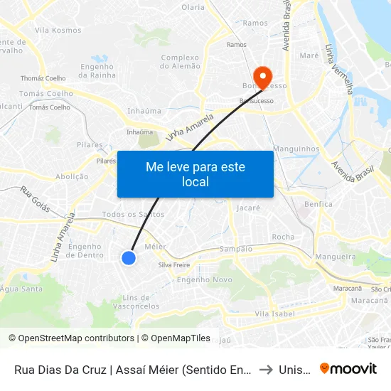 Rua Dias Da Cruz | Assaí Méier (Sentido Engenho De Dentro) to Unisuam map