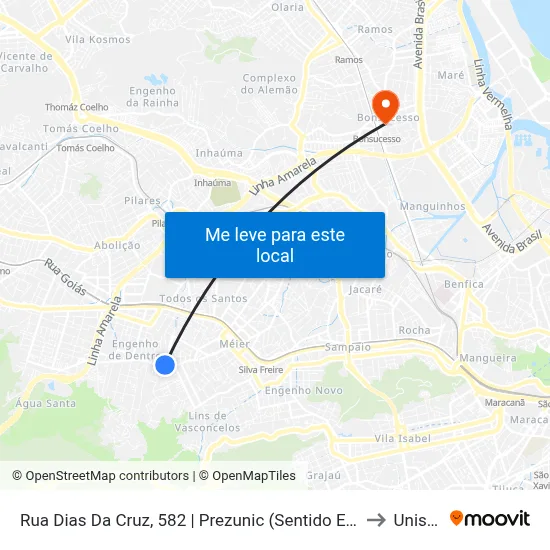 Rua Dias Da Cruz, 582 | Prezunic (Sentido Engenho De Dentro) to Unisuam map