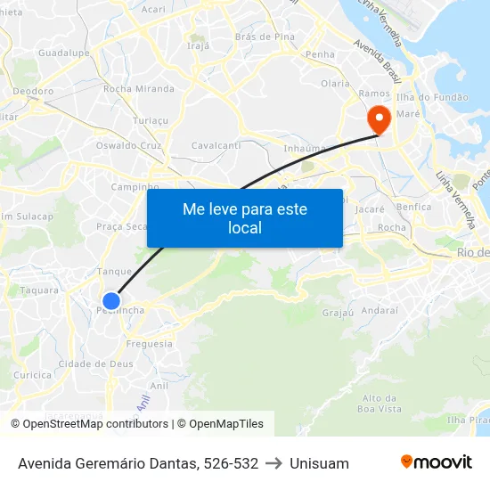 Avenida Geremário Dantas, 526-532 to Unisuam map