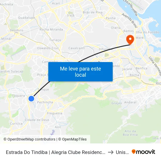 Estrada Do Tindiba | Alegria Clube Residencial | Smart Fit Taquara to Unisuam map