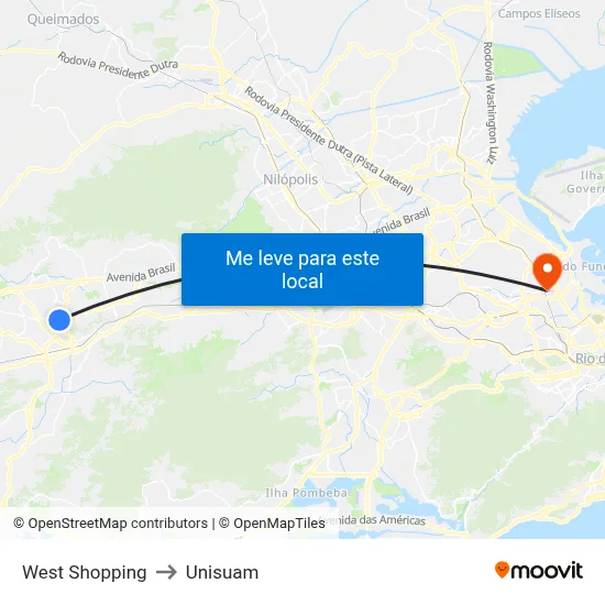 West Shopping to Unisuam map