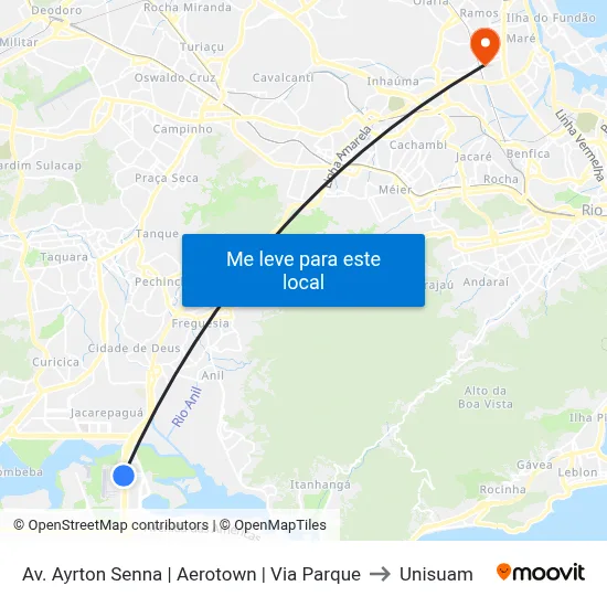 Av. Ayrton Senna | Aerotown | Via Parque to Unisuam map