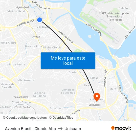 Avenida Brasil | Cidade Alta to Unisuam map